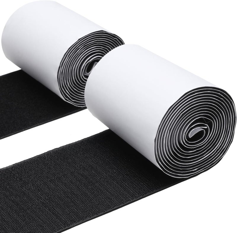 MAXECHO 4.4 Inches x 7 Feet Strong Sticky Back Heavy Duty Hook and Loop Tape with Adhesive, Non-Slip Couch Cushion Grip Accessories, Double Sided Strip Roll to Prevent Sliding, Black - Image 1